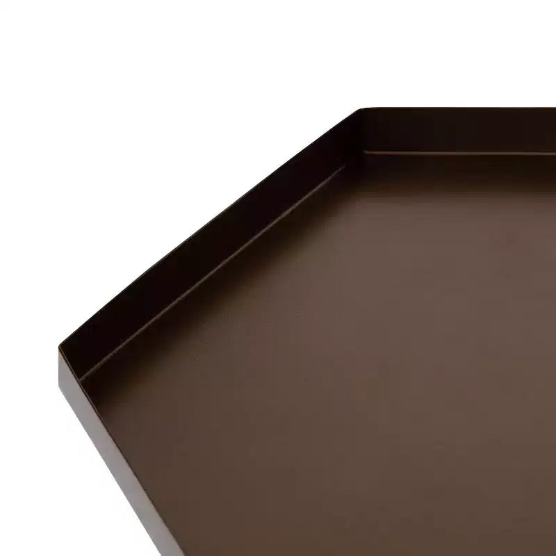 Hexagon Side Table with Black Metal Frame & White Basin