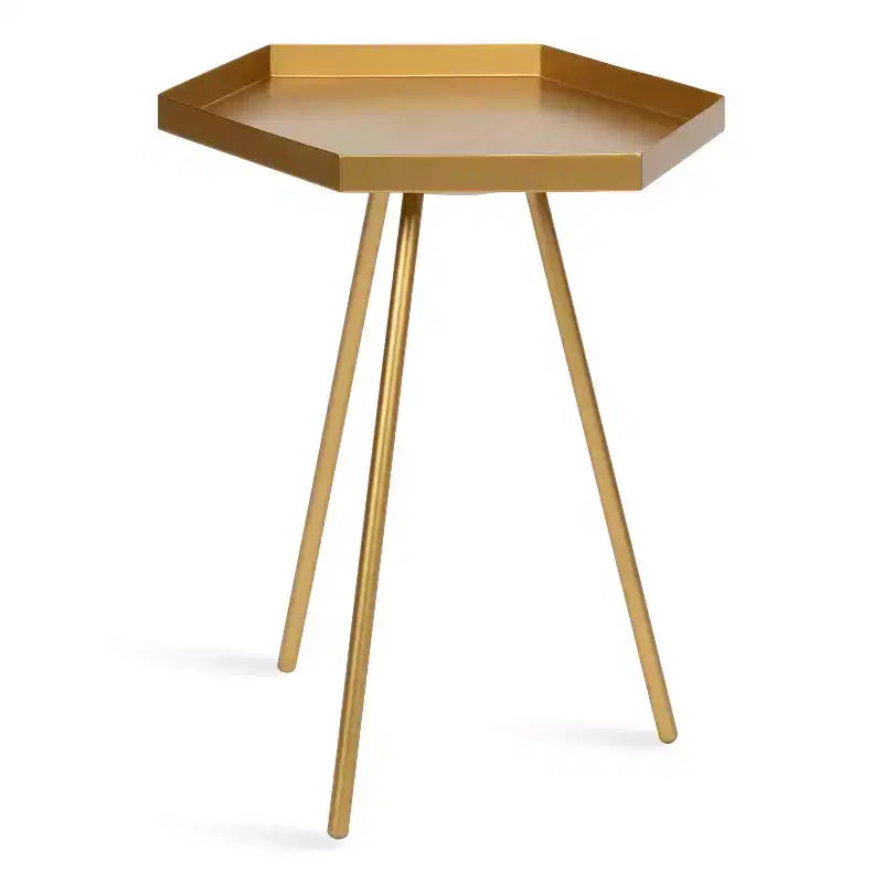 Hexagon Side Table with Black Metal Frame & White Basin