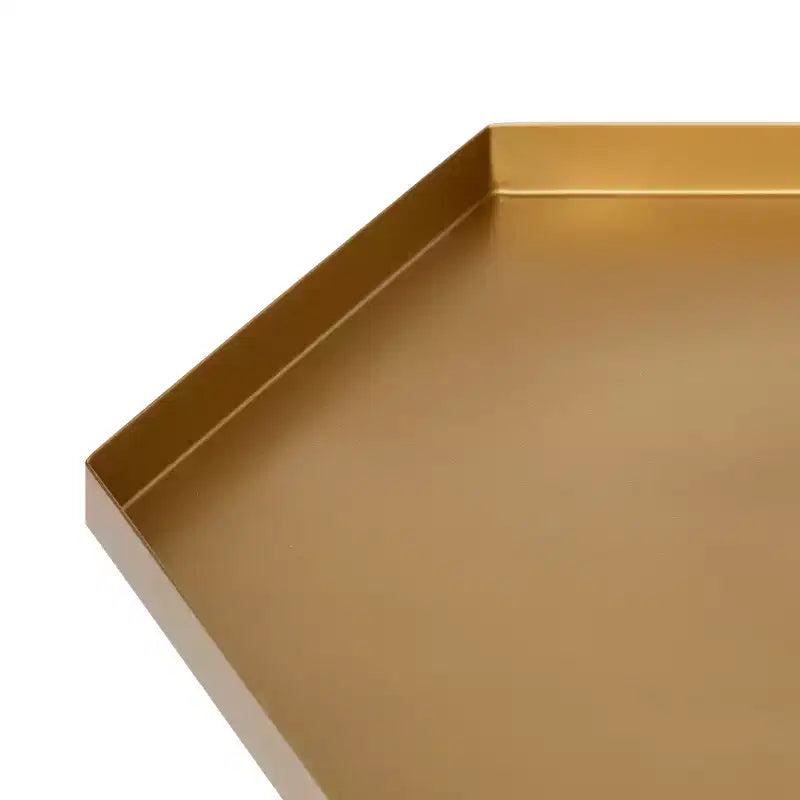 Hexagon Side Table with Black Metal Frame & White Basin