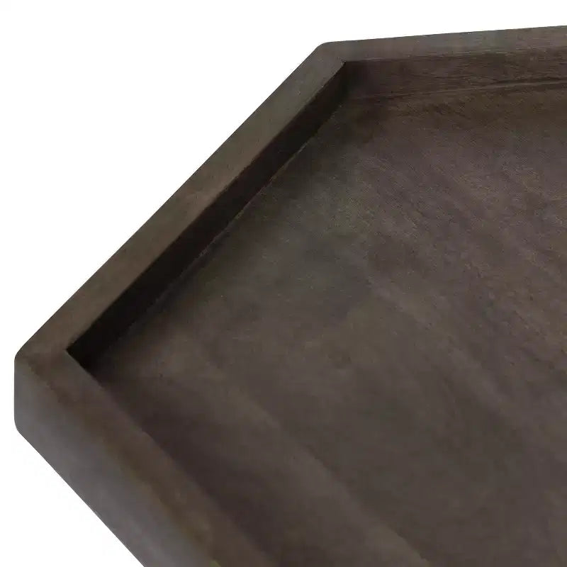 Hexagon Side Table with Black Metal Frame & White Basin