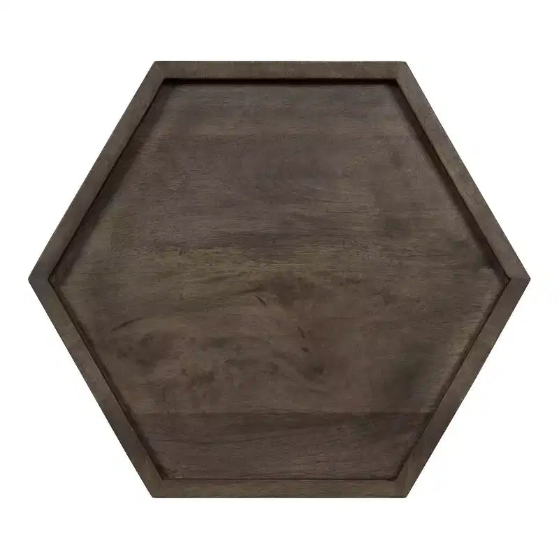 Hexagon Side Table with Black Metal Frame & White Basin