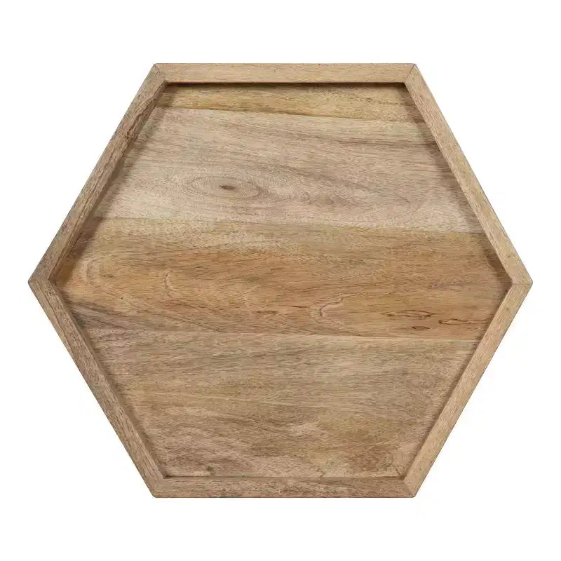 Hexagon Side Table with Black Metal Frame & White Basin