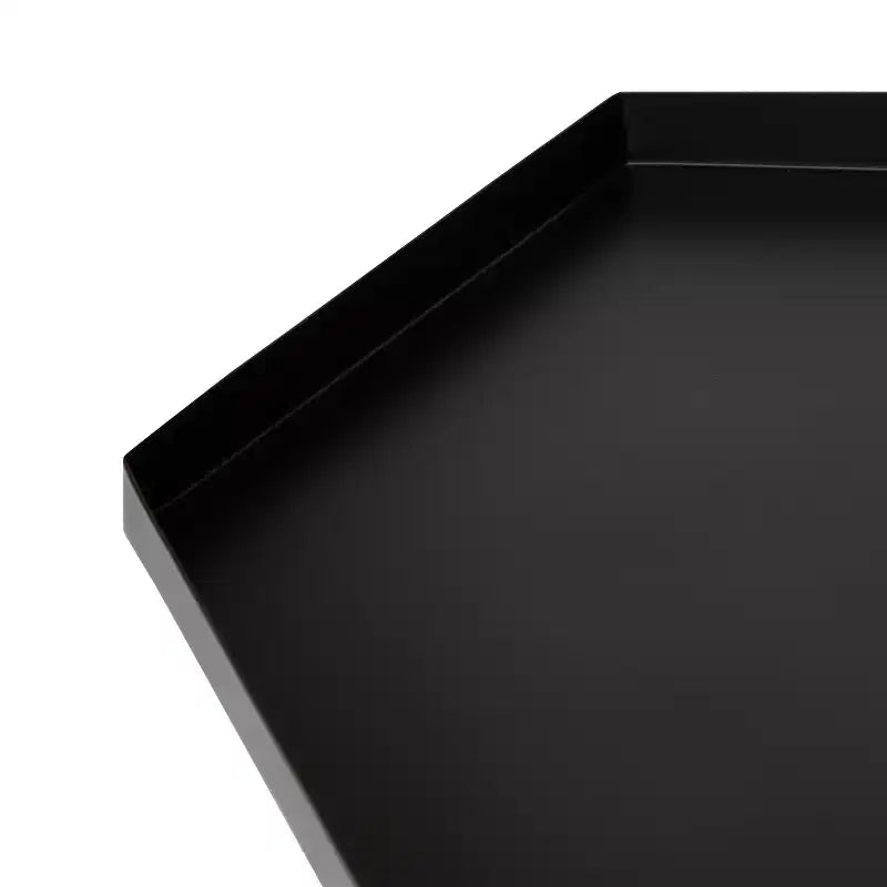 Hexagon Side Table with Black Metal Frame & White Basin