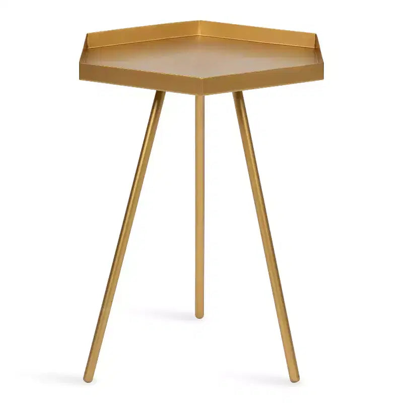 Hexagon Side Table with Black Metal Frame & White Basin