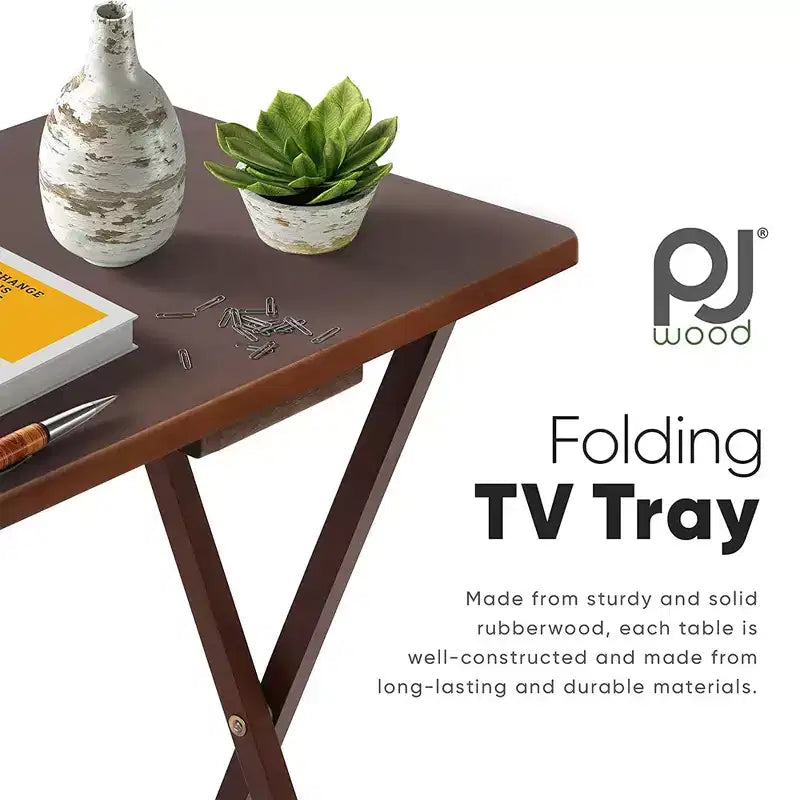 Portable Folding TV Snack Tray Tables, Honey Oak (8 Pack)
