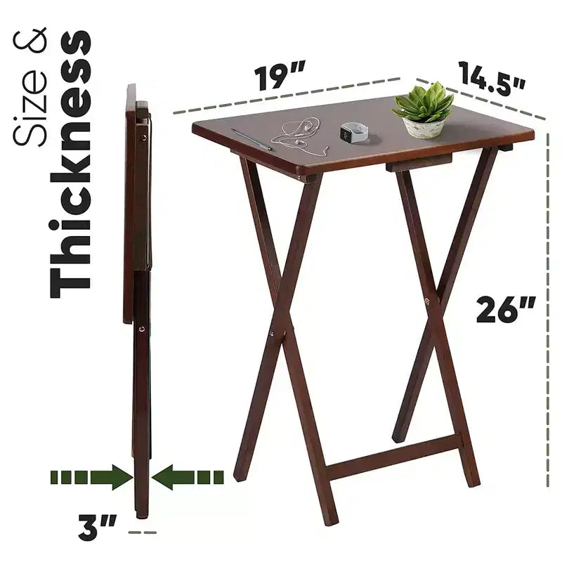 Portable Folding TV Snack Tray Tables, Honey Oak (8 Pack)