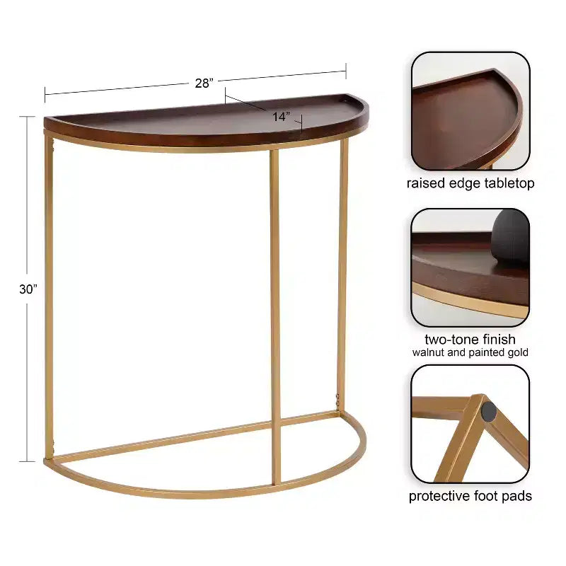 Half-Circle Console Table with Satin Black Finish