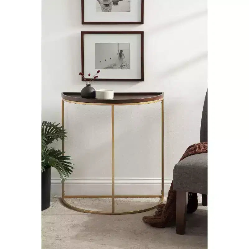 Half-Circle Console Table with Satin Black Finish