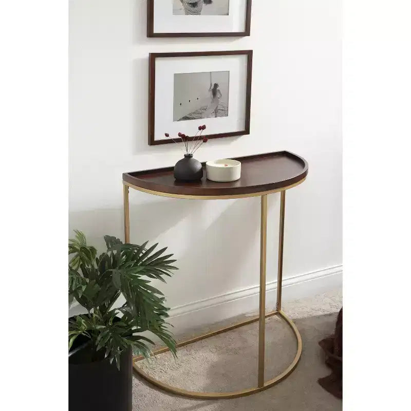 Half-Circle Console Table with Satin Black Finish