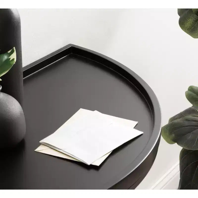Half-Circle Console Table with Satin Black Finish