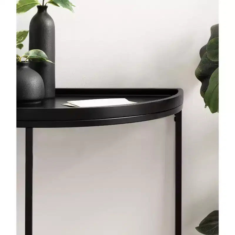 Half-Circle Console Table with Satin Black Finish