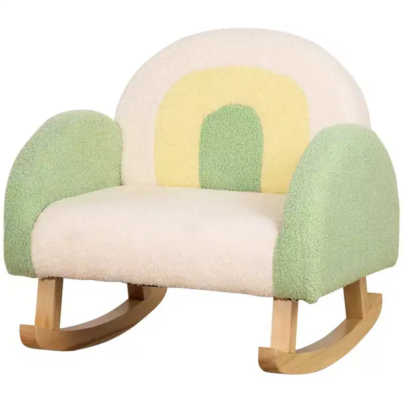 Kids Rocking Sofa Chair with Solid Wooden Frame & Faux Lamb Fleece