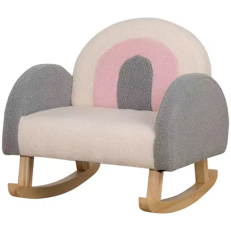 Kids Rocking Sofa Chair with Solid Wooden Frame & Faux Lamb Fleece