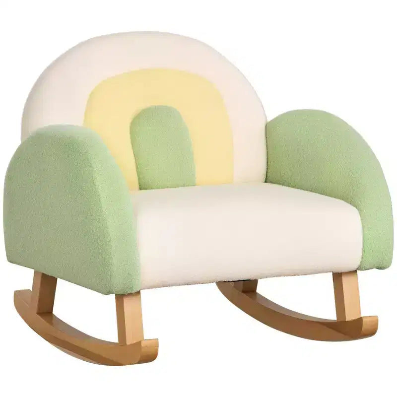 Kids Rocking Sofa Chair with Solid Wooden Frame & Faux Lamb Fleece