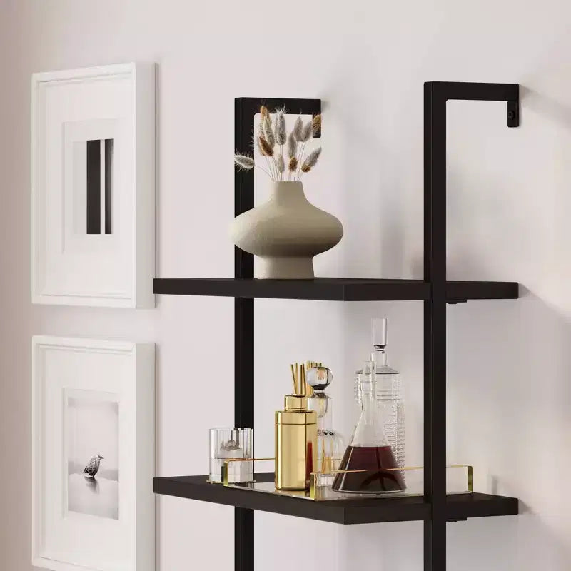 73" 3-Tier Rattan Ladder Bookshelf with Storage