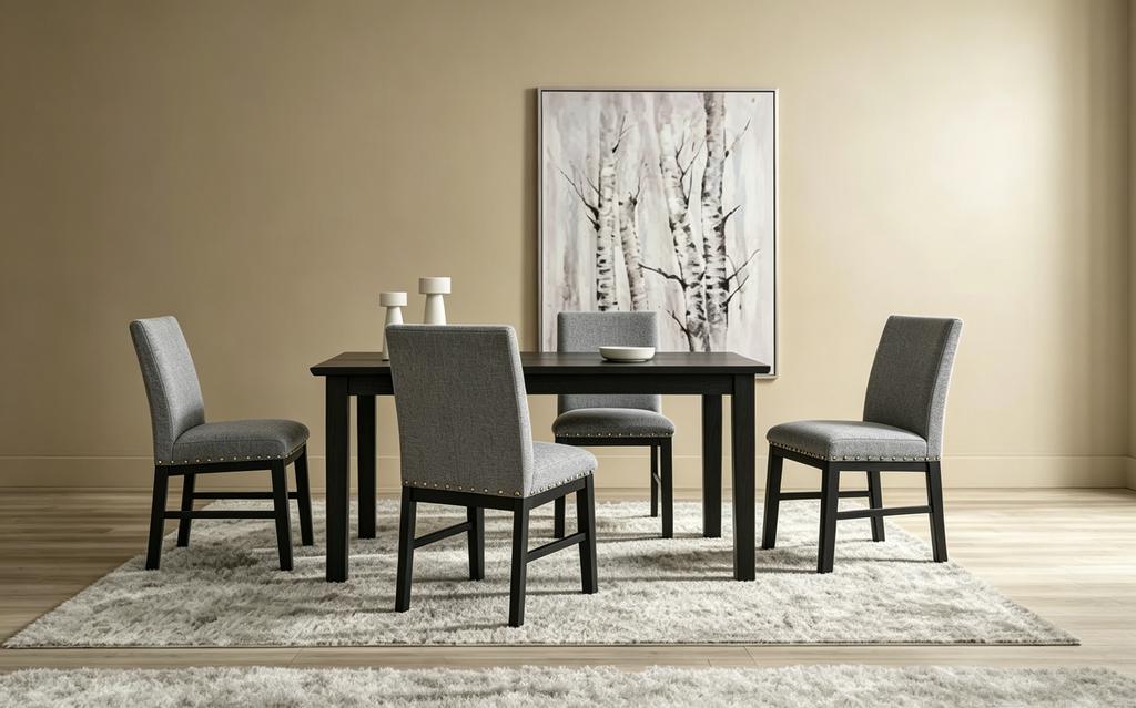 Ensemble de 2 chaises de salle à manger rembourrées en tissu avec clous décoratifs